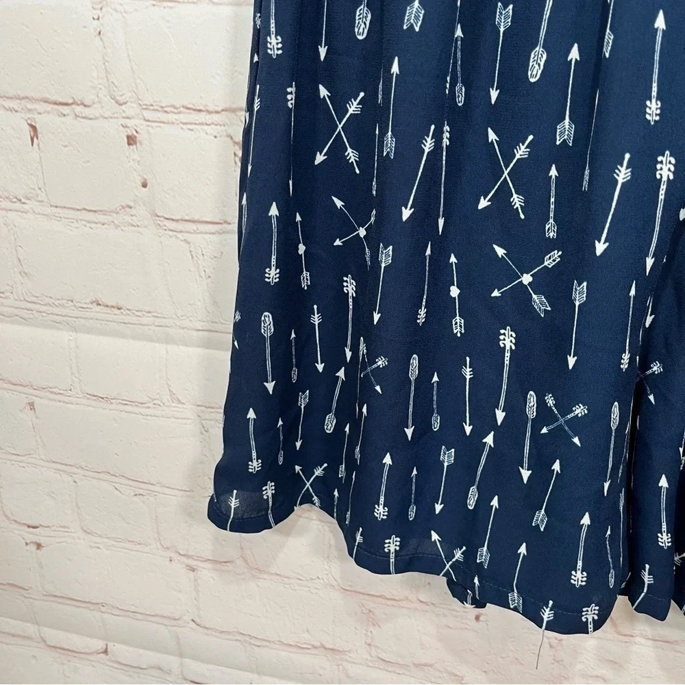 As u Wish Romper Womens Large Blue Tank Top Arrows Hearts V Neck Lined